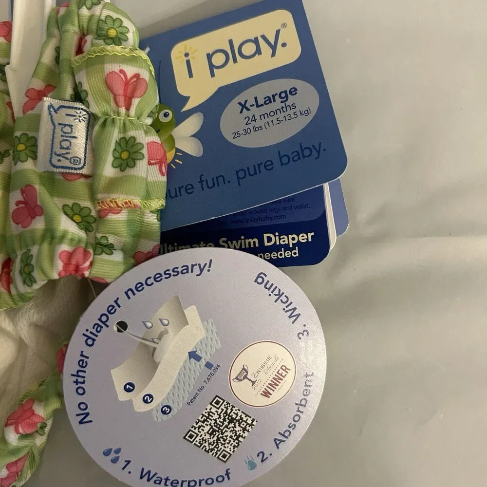 iPlay Swim Diaper. Pink Cars Girls XL 24 Months. New With Tags